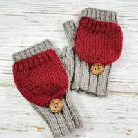 Fingerlose Handschuhe mit Kappe aus Bio-Wolle für Kleinkinder, zweifarbig Bild 5