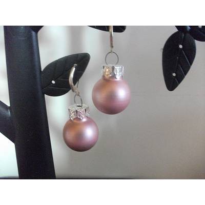 ★ christbaum kugel weihnachts ohrringe s 925 haken rosa matt  2,5cm 