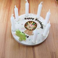 Geburtstagskranz aus Holz, mit 8 Löchern kompatibel zu Grimm Tischdekoration für Kindergeburtstag, Kerzenring Löwe Bild 5