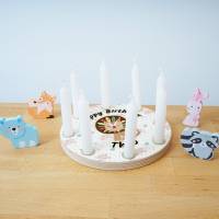 Geburtstagskranz aus Holz, mit 8 Löchern kompatibel zu Grimm Tischdekoration für Kindergeburtstag, Kerzenring Löwe Bild 6