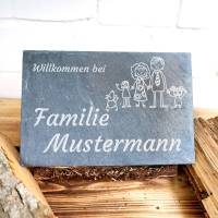 Türschild Schiefer, Familienschild für die Haustüre, Naturschieferplatte bedruckt, personalisiertes Schild für Familie Bild 3