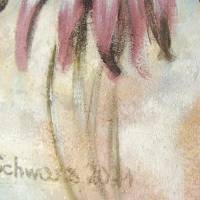 FROSTIGER ROSA SONNENHUT 20cmx50cm - glitzerndes Blumenbild mit Echinacea im Shabby Chic Look auf Leinwand Bild 4