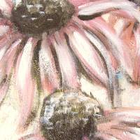 FROSTIGER ROSA SONNENHUT 20cmx50cm - glitzerndes Blumenbild mit Echinacea im Shabby Chic Look auf Leinwand Bild 5