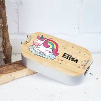 Lunchbox personalisiert, Brotdose für Kinder bedruckt mit Name, Brotbox für Kindergarten, Edelstahldose mit Bambusdeckel Bild 4