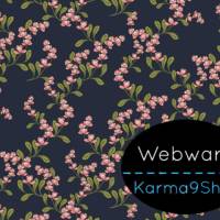0,5m Webware Blumen #2 dunkelblau Bild 1