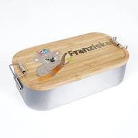 Lunchbox personalisiert, Brotdose für Kinder bedruckt mit Name, Brotbox für Kindergarten, Edelstahldose mit Bambusdeckel Bild 3