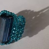 Set "Blaulichttraum" Perlenkette Ohranhänger  Festschmuck Unikat Bild 5
