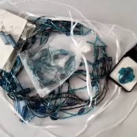 Set "Blaulichttraum" Perlenkette Ohranhänger  Festschmuck Unikat Bild 6