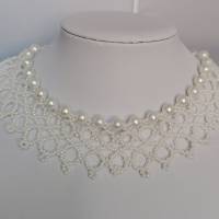 Perlenkette Halskette Hochzeit Festschmuck Unikat Bild 1