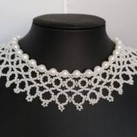 Perlenkette Halskette Hochzeit Festschmuck Unikat Bild 2