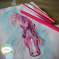 Plotterdatei Pferdekopf, zwei Pferdeköpfe, einfarbiger und mehrfarbiger Folienplott sowie Digistamp von senSEASONal Bild 8