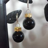 Weihnachtskugel-Ohrringe, Christbaumkugeln, Weihnachtskugeln, Ohrringe schwarz Bild 1
