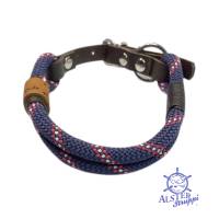 Hundehalsband, verstellbar, blau, rot, braun, weiß, Leder und Schnalle Bild 2