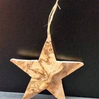 Stern zum Hängen am Weihnachtsbaum aus Olivenholz Bild 1