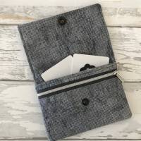 Geldbörse Rosa Geldtasche Geldbeutel Minibörse Baumwolle Lumpenoptik schwarz grau Bild 3