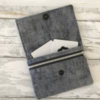 Geldbörse Rosa Geldtasche Geldbeutel Minibörse Baumwolle Lumpenoptik schwarz grau Bild 7