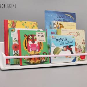 Kinderregal - Bücherregal für Kinder weiß Stange rosa Wandregal, skandinavisch, montessori Bild 1