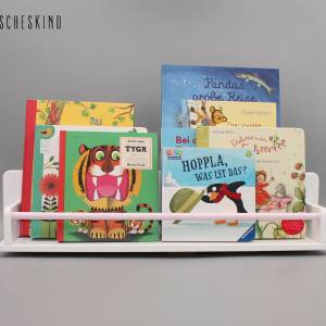 Kinderregal - Bücherregal für Kinder weiß Stange rosa Wandregal, skandinavisch, montessori Bild 2
