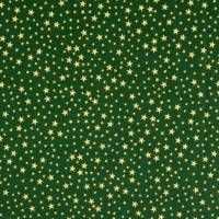 Baumwollgewebe, grün, bedruckt mit "goldenen" Sternen, 140 cm breit, Meterware, Preis pro 0,5 lfdm Bild 1