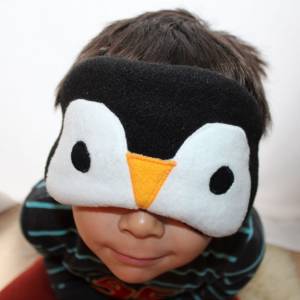 Schlafmaske, Schlafbrille Pinguin aus Fleece antipilling Augenbinde Reisemaske Augenmaske Kinder Frauen Männer tierisch Bild 6