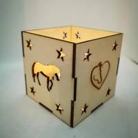Holz-Windlichter mit Katze, Pferd, Lasergeschnitten, Dekoration und tolle Geschenkidee Bild 6