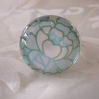 Cabochon Ring Blumen Motiv Hellblau "Aqua" Geschenkidee für Frauen Bild 1