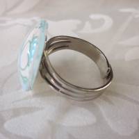 Cabochon Ring Blumen Motiv Hellblau "Aqua" Geschenkidee für Frauen Bild 5