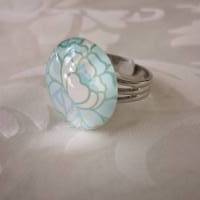 Cabochon Ring Blumen Motiv Hellblau "Aqua" Geschenkidee für Frauen Bild 6