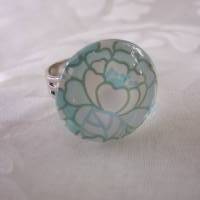 Cabochon Ring Blumen Motiv Hellblau "Aqua" Geschenkidee für Frauen Bild 7