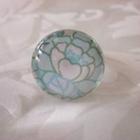 Cabochon Ring Blumen Motiv Hellblau "Aqua" Geschenkidee für Frauen Bild 8