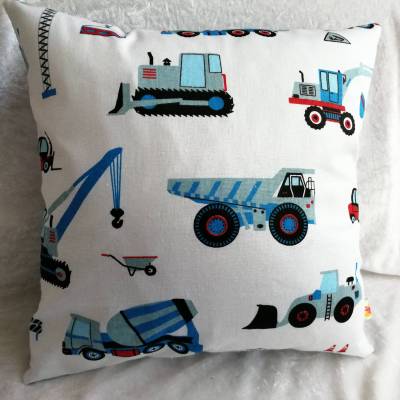 Dekokissen fürs Kinderzimmer, Kissen für Kinder, Kissen Bezug 30x30 cm , Baustellen Fahrzeuge