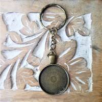 pinker Wald Schlüssel- Anhänger - Kette mit Blume silber o bronze 25mm Cabochon Bild 4