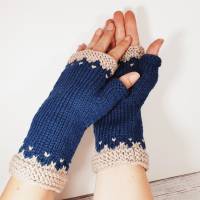 Fingerlose Handschuhe, gemusterte Armstulpen aus Wolle (Bio) gestrickt Bild 5