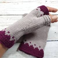 Fingerlose Handschuhe, gemusterte Armstulpen aus Wolle (Bio) gestrickt Bild 9