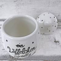 Zuckerdose "ein Löffelchen voll Zucker" aus Keramik, handbemalt Bild 2