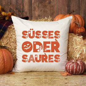 Süsses oder Saures - Schriftzug für Halloween mit Fledermäusen