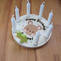 Geburtstagskranz aus Holz, mit 8 Löchern kompatibel zu Grimm, Tischdekoration für Kindergeburtstag, Kerzenring Bild 6