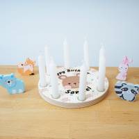 Geburtstagskranz aus Holz, mit 8 Löchern kompatibel zu Grimm, Tischdekoration für Kindergeburtstag, Kerzenring Bild 7
