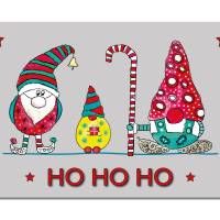 Fußmatte Weihnachten HOHOHO, 3 lustige Wichtel, Weihnachtsmotiv, 40 x 60 cm, rutschfest waschbar Bild 1