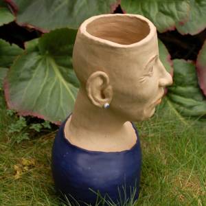 Pflanzkopf aus Ton - ein Unikat von TonArts-Keramik Bild 6