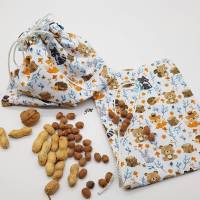 nachhaltiger Geschenkbeutel für Nüsse, Stoffbeutel mit Zugband Herbstmotive Bild 1