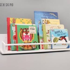 Kinderregal - Bücherregal für Kinder weiß Stange weiß Wandregal, skandinavisch, montessori Bild 1