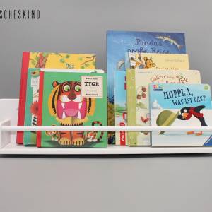 Kinderregal - Bücherregal für Kinder weiß Stange weiß Wandregal, skandinavisch, montessori Bild 2
