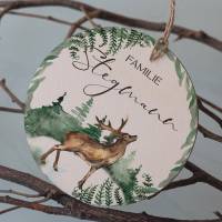 Personalisiertes Türschild "Waldfrieden" aus Holz mit Name für Familien • Geschenk zur Hochzeit und Geburt Bild 2