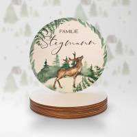 Personalisiertes Türschild "Waldfrieden" aus Holz mit Name für Familien • Geschenk zur Hochzeit und Geburt Bild 3