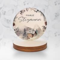 Personalisiertes Türschild "Wintertime" aus Holz mit Name für Familien • Geschenk zur Hochzeit und Geburt Bild 3