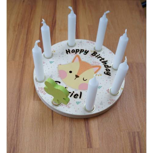 Geburtstagskranz aus Holz, mit 8 Löchern kompatibel zu Grimm, Tischdekoration für Kindergeburtstag,Kerzenring