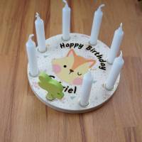 Geburtstagskranz aus Holz, mit 8 Löchern kompatibel zu Grimm, Tischdekoration für Kindergeburtstag,Kerzenring Bild 1