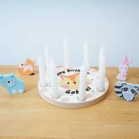 Geburtstagskranz aus Holz, mit 8 Löchern kompatibel zu Grimm, Tischdekoration für Kindergeburtstag,Kerzenring Bild 7