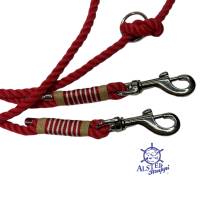 Leine Halsband Set verstellbar, natur, rot, weiß, beige, für kleine Hunde, Wunschlänge Bild 5